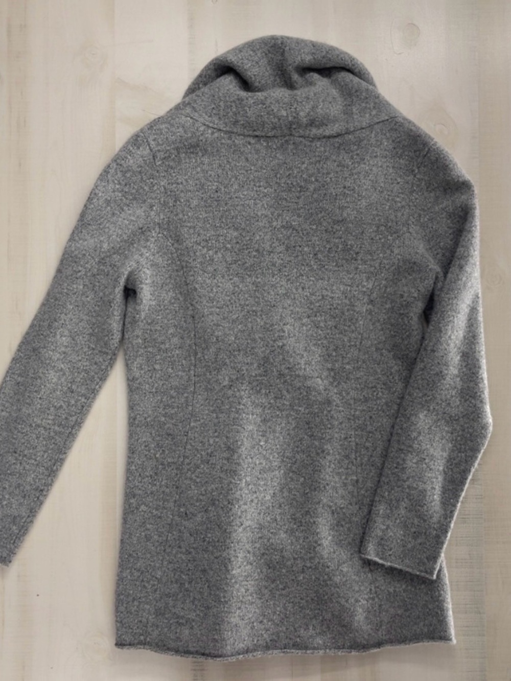 EILEEN FISHER women’s cashmere lambs wool cowl neck gray sweater cardigan top S - Picture 3 of 4